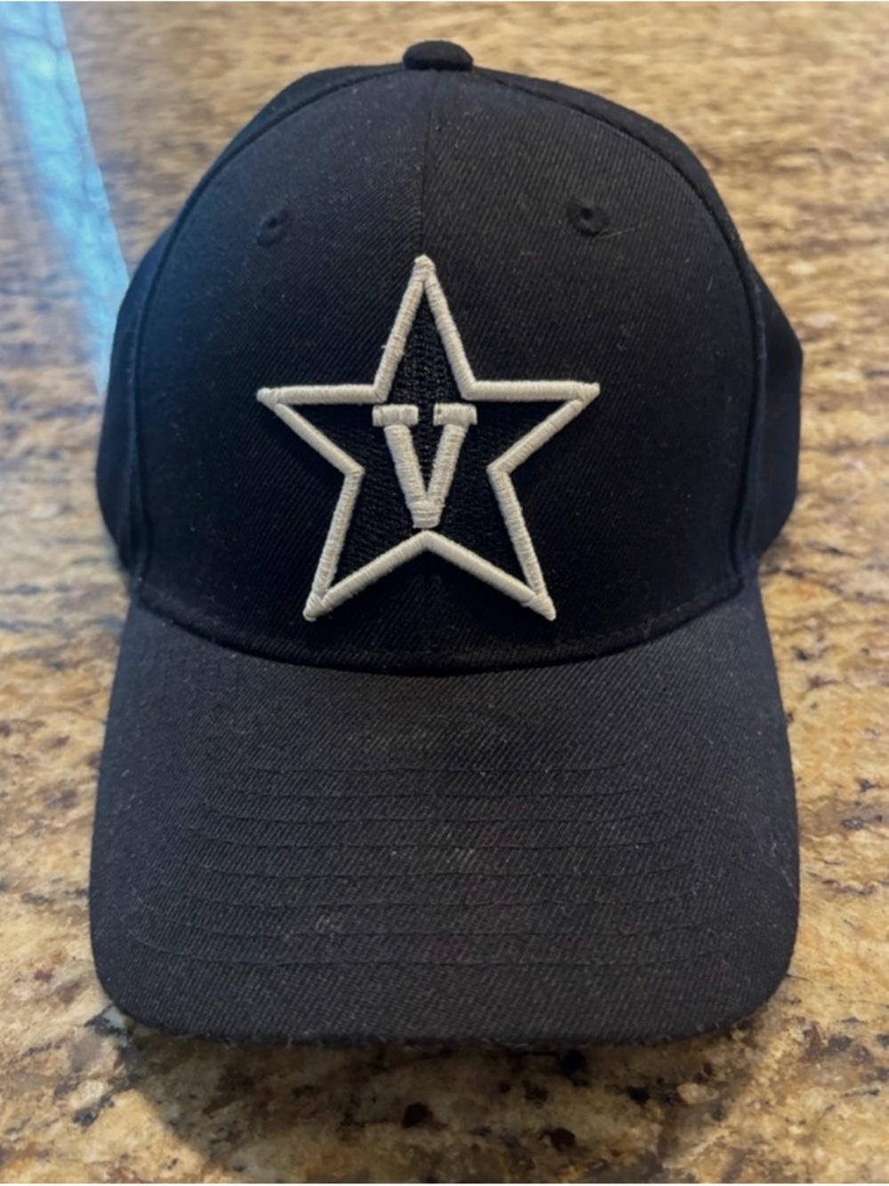 Black Star V Vanderbilt Embroidered Baseball Cap, Adjustable Velcro Back, New